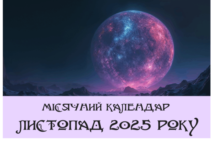 Місячний календар на Листопад 2025 року